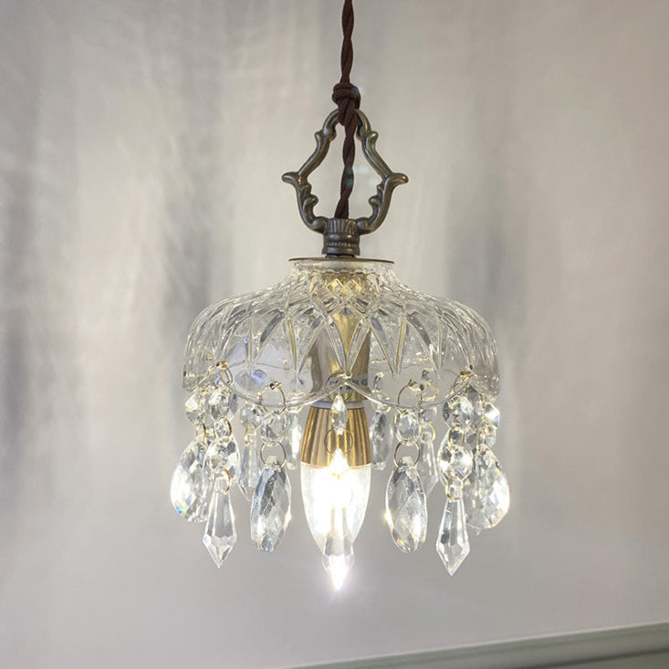 Vintage Decorative Floral Crystal 1-Light Pendant Light