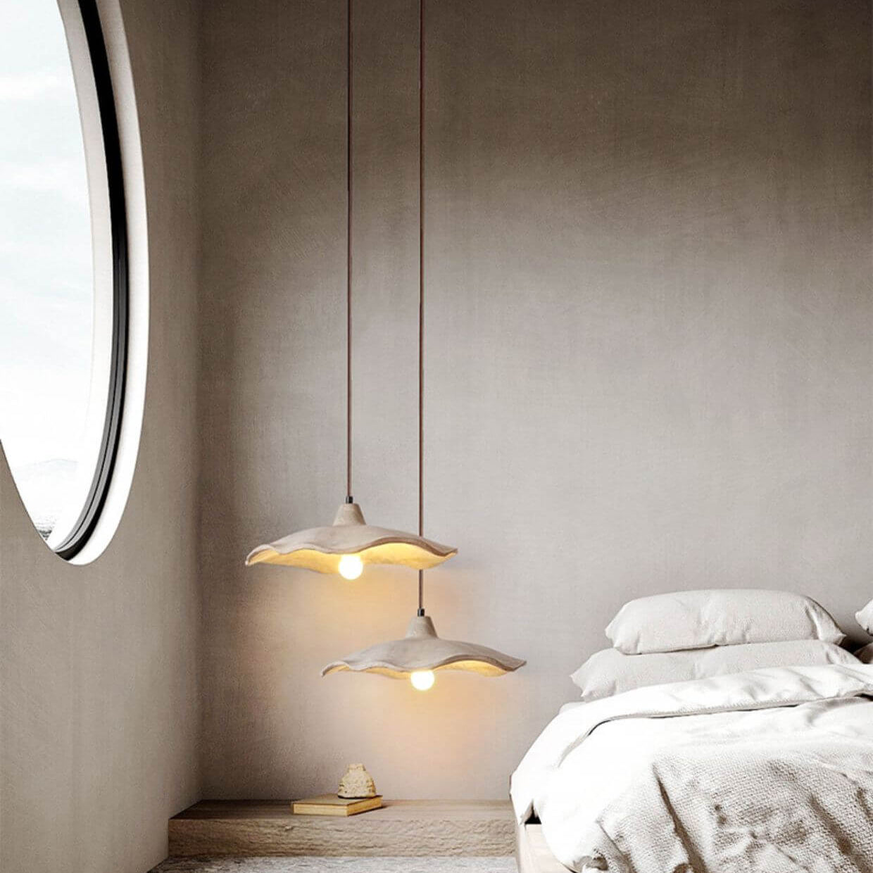 Japanese Vintage Flower Shape Lampshade Cement 1/2/3-Light Island Light Chandelier