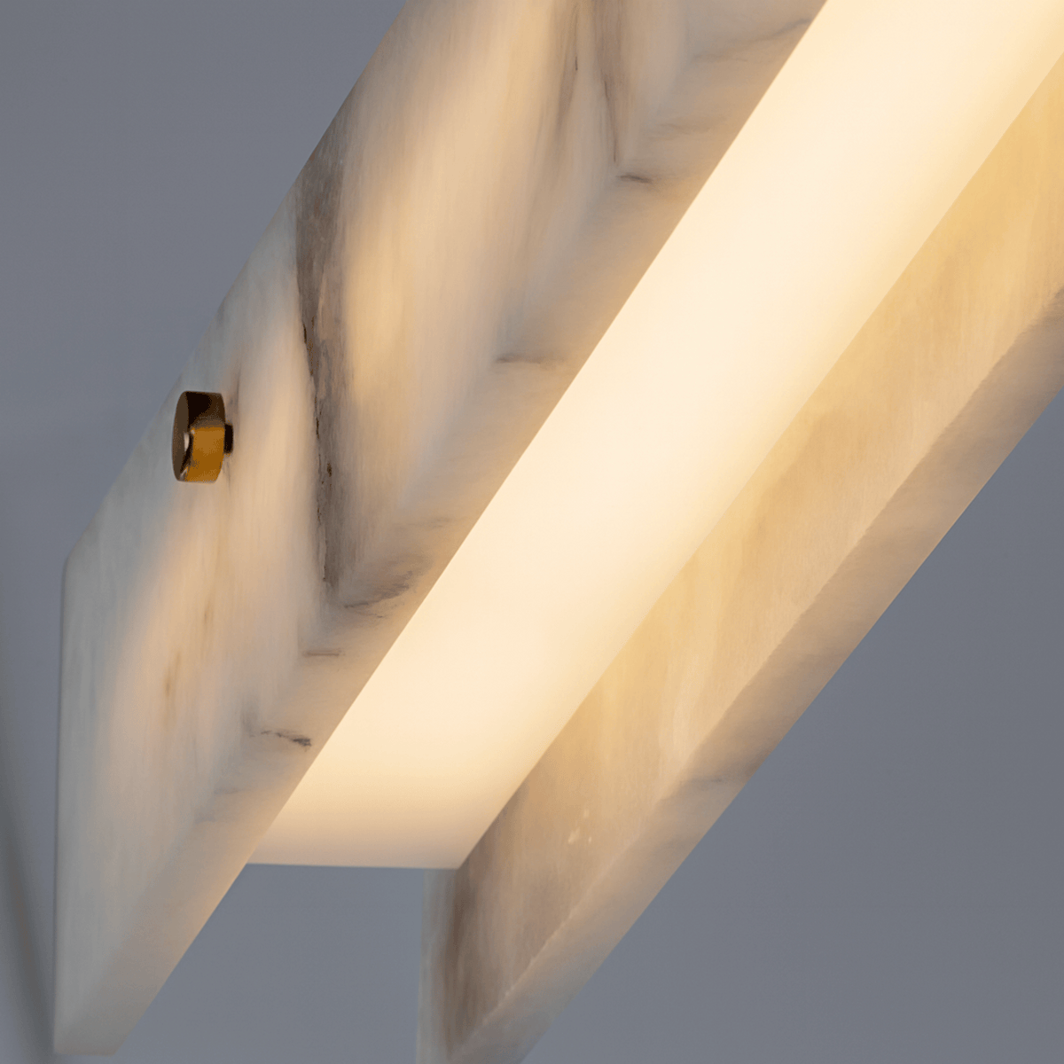 Natural Marble Linear Pendant Light, Brushed Gold LED