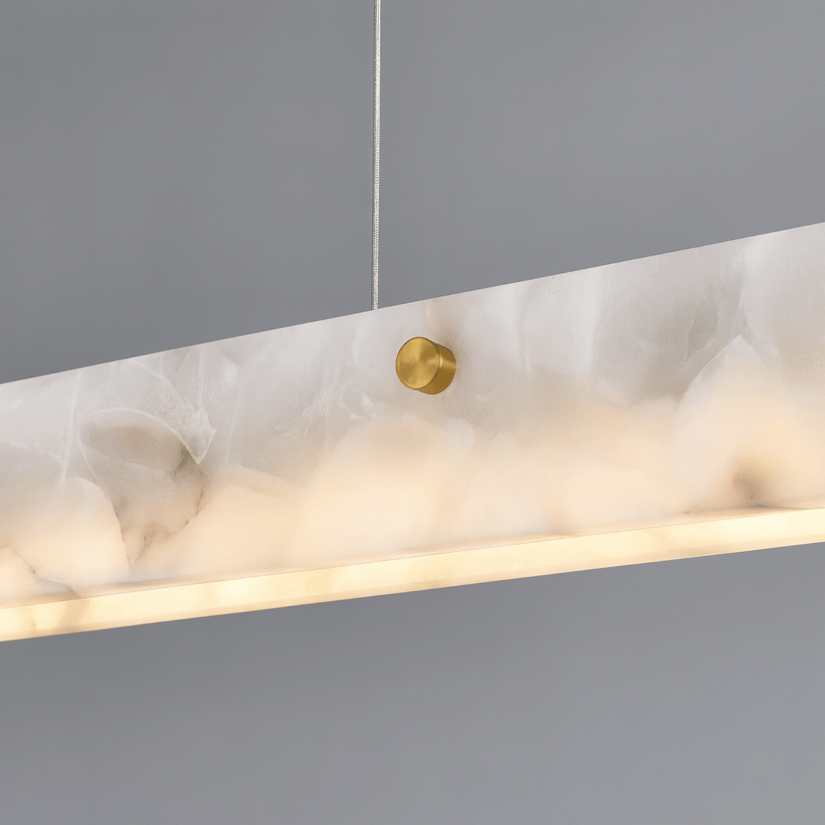 Natural Marble Linear Pendant Light, Brushed Gold LED