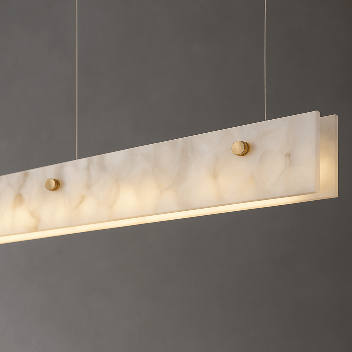 Natural Marble Linear Pendant Light, Brushed Gold LED