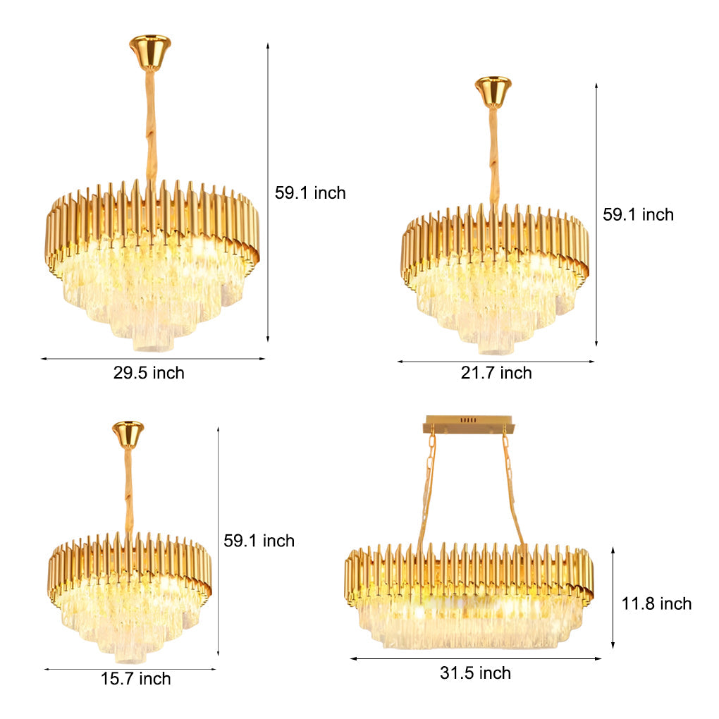 Fluted Crown Crystal Chandelier, Tiered Iron Ceiling Light 10