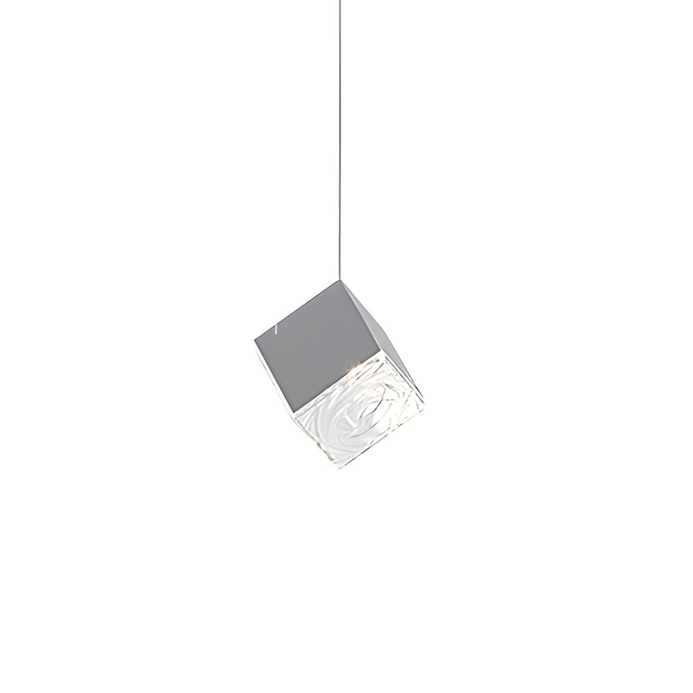 Ice Cube Glass Staircase Chandelier, Stainless Steel Pendant Light 14