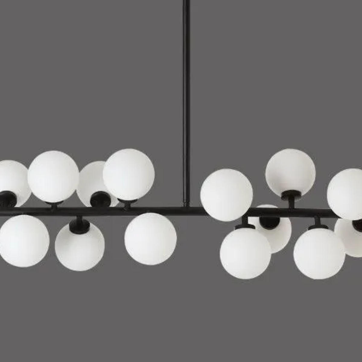 Glass Globe Bubble Linear Chandelier, 16 Light Black or Gold
