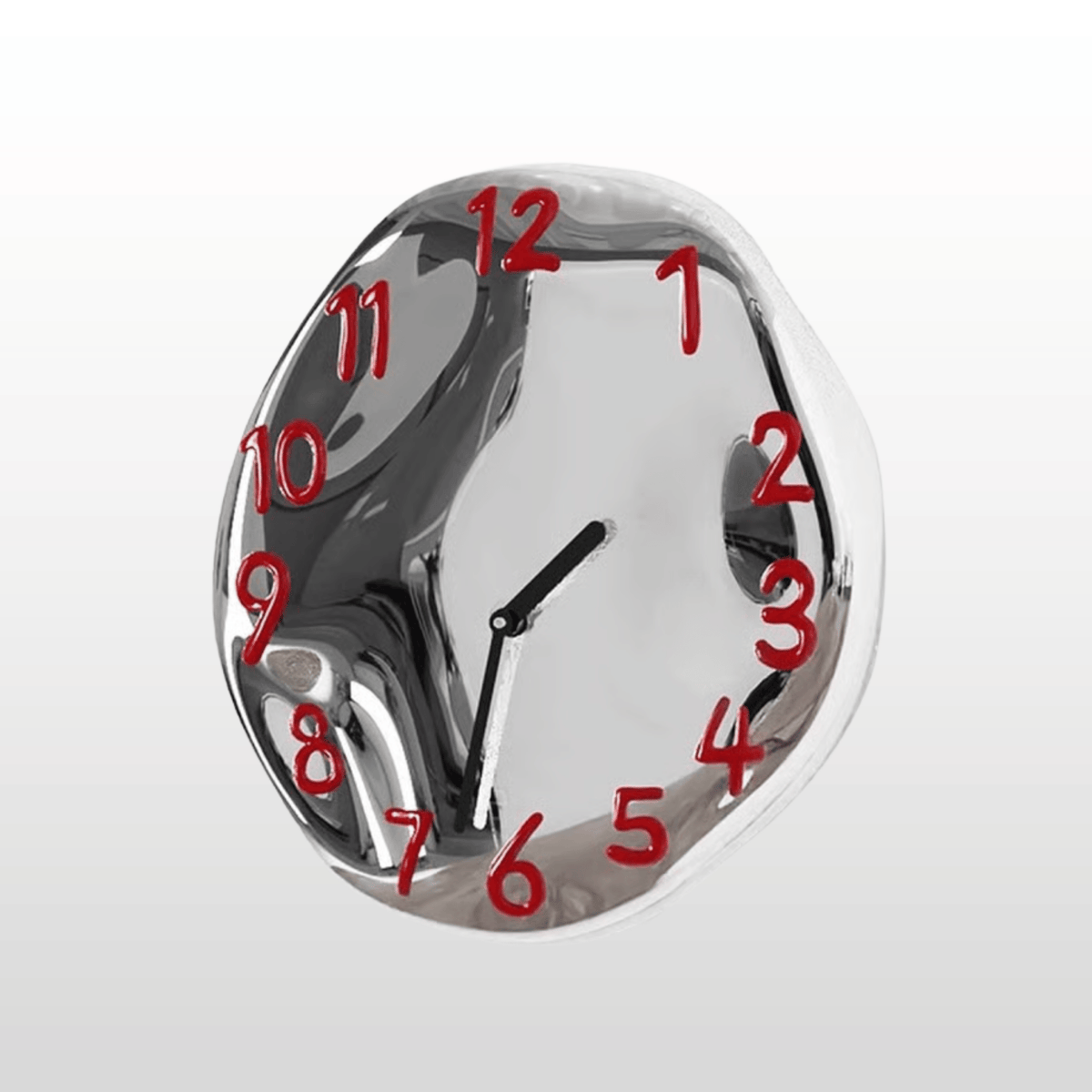 Chrome Glazed Ceramic Wall Clock, Silent Sculptural Clock