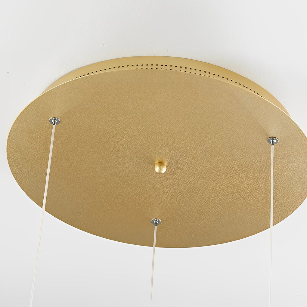 Lotus Leaf Acrylic Staircase Chandelier, Gold Iron Long Drop Light 8