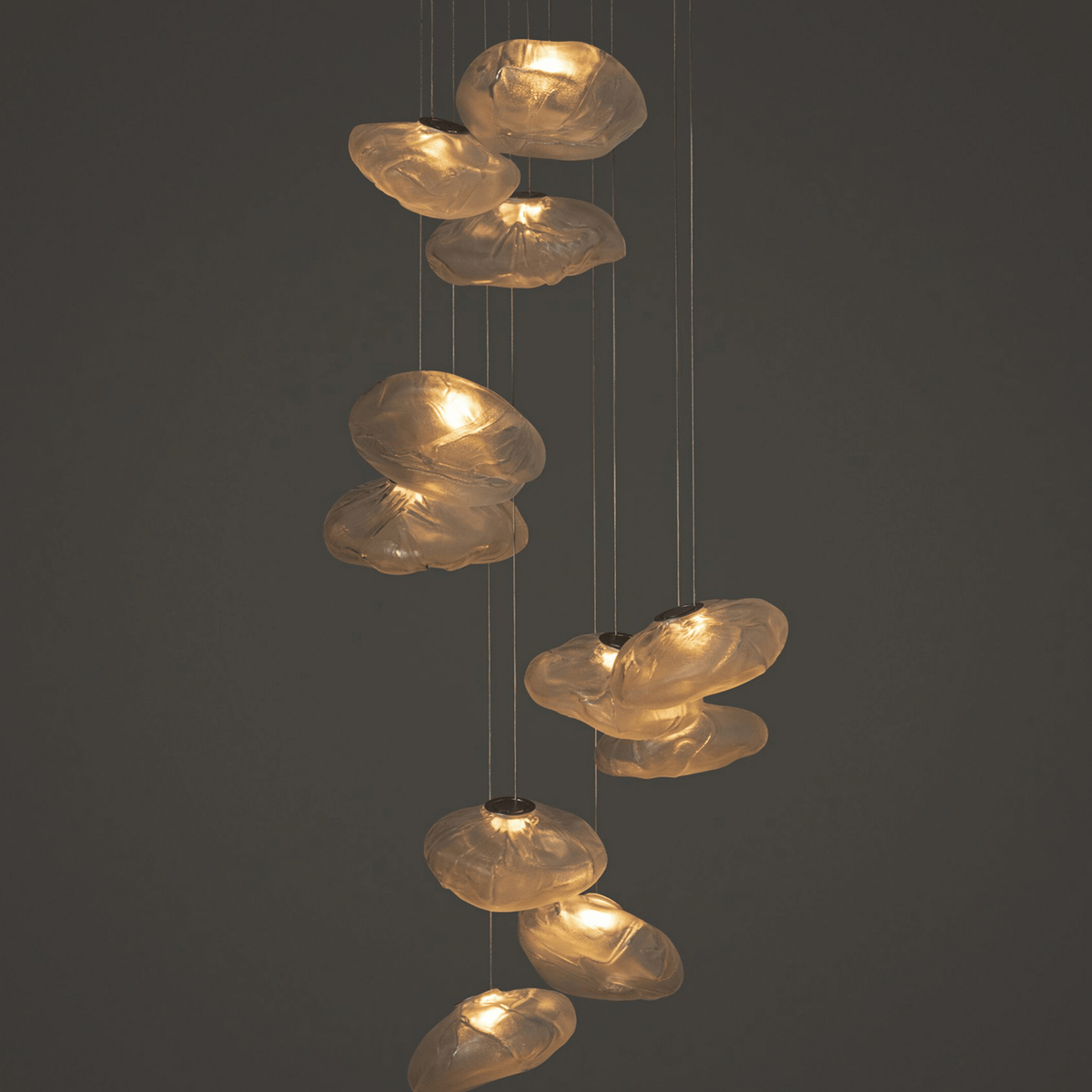 Cloud Shaped Glass Pendant Light, Smoky Gray, Clear or Amber