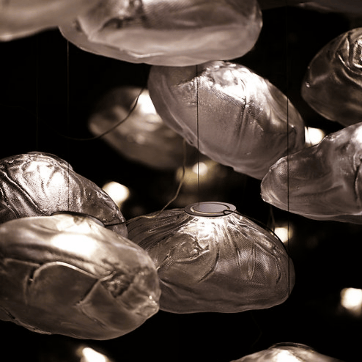 Cloud Shaped Glass Pendant Light, Smoky Gray, Clear or Amber