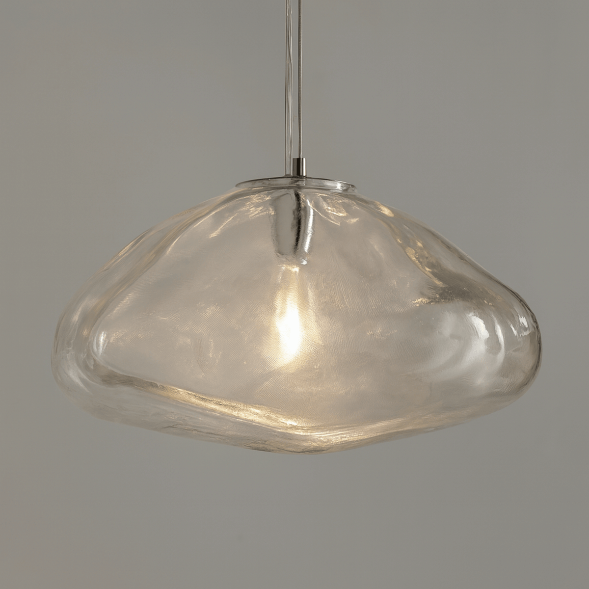 Cloud Shaped Glass Pendant Light, Smoky Gray, Clear or Amber