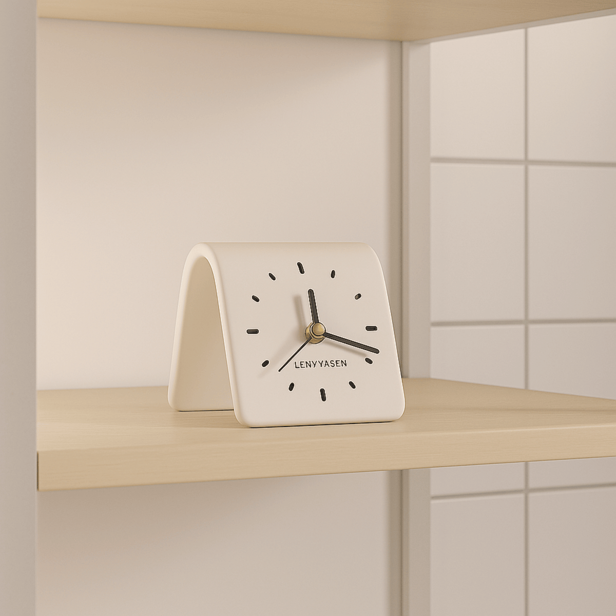 Ceramic Desk Clock, Silent Minimalist Square Table Clock