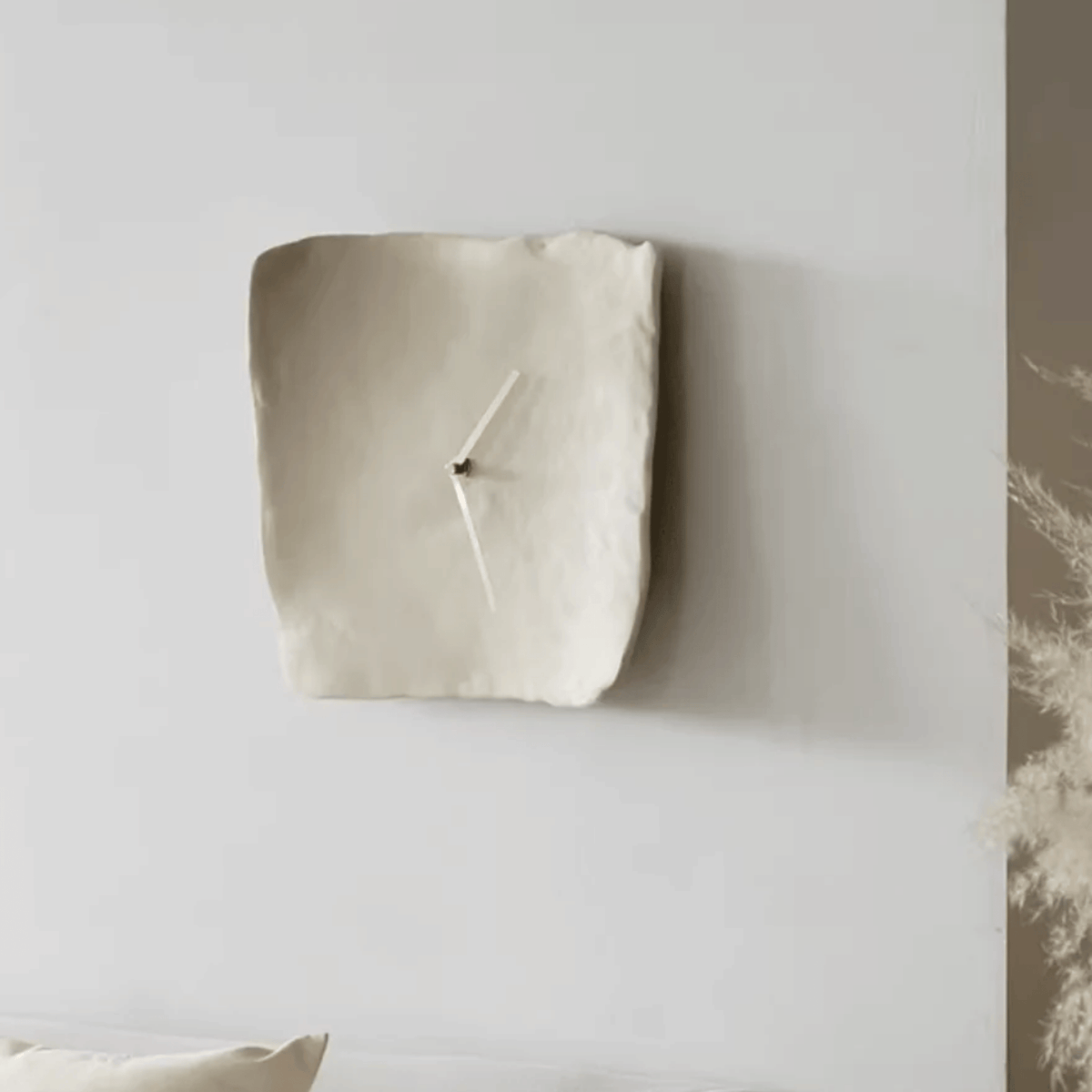Sculpted Resin Wall Clock, Silent Matte Clay Look Clock