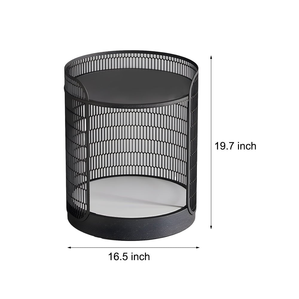 Open Mesh Lantern Floor Lamp, Black Stainless Steel Patio Light