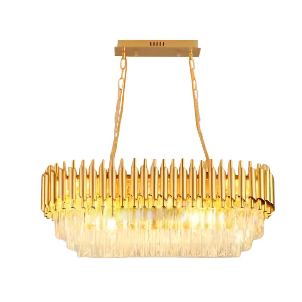 Fluted Crown Crystal Chandelier, Tiered Iron Ceiling Light 8