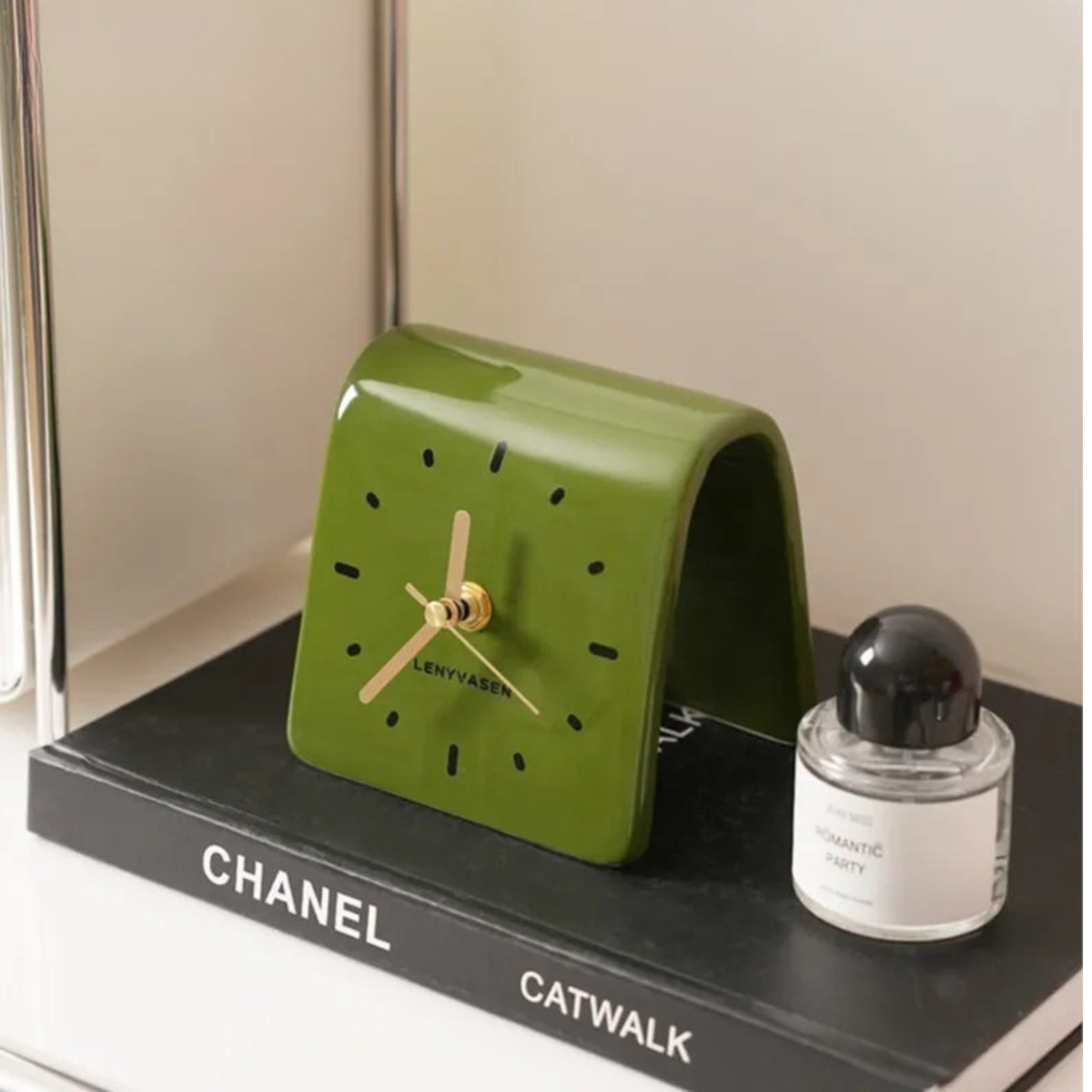 Ceramic Desk Clock, Silent Minimalist Square Table Clock