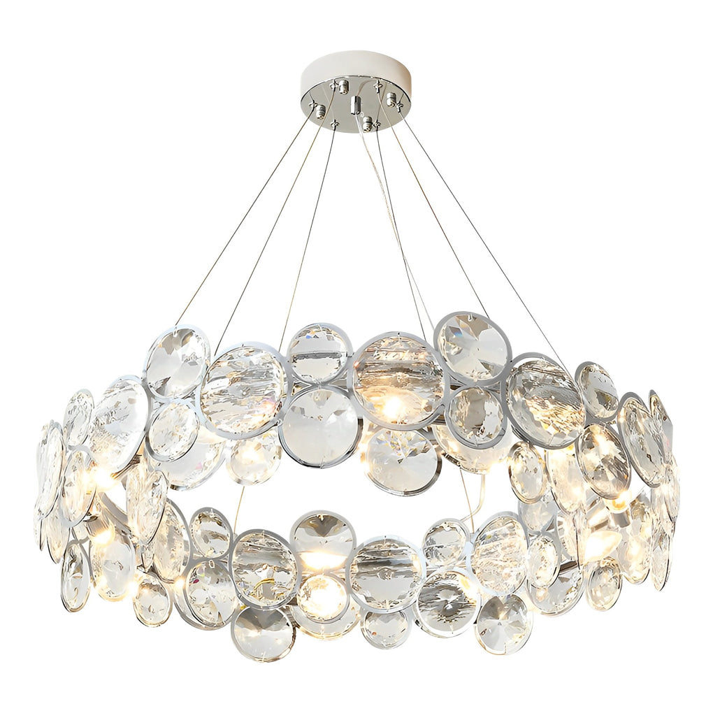 Crystal Bubble Ring Chandelier, Silver Stainless Steel Ceiling Light 8