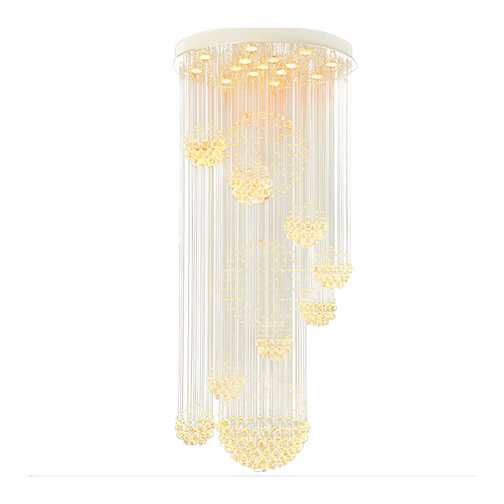 Raindrop Sphere Spiral Staircase Chandelier, Crystal Long Drop Light 2