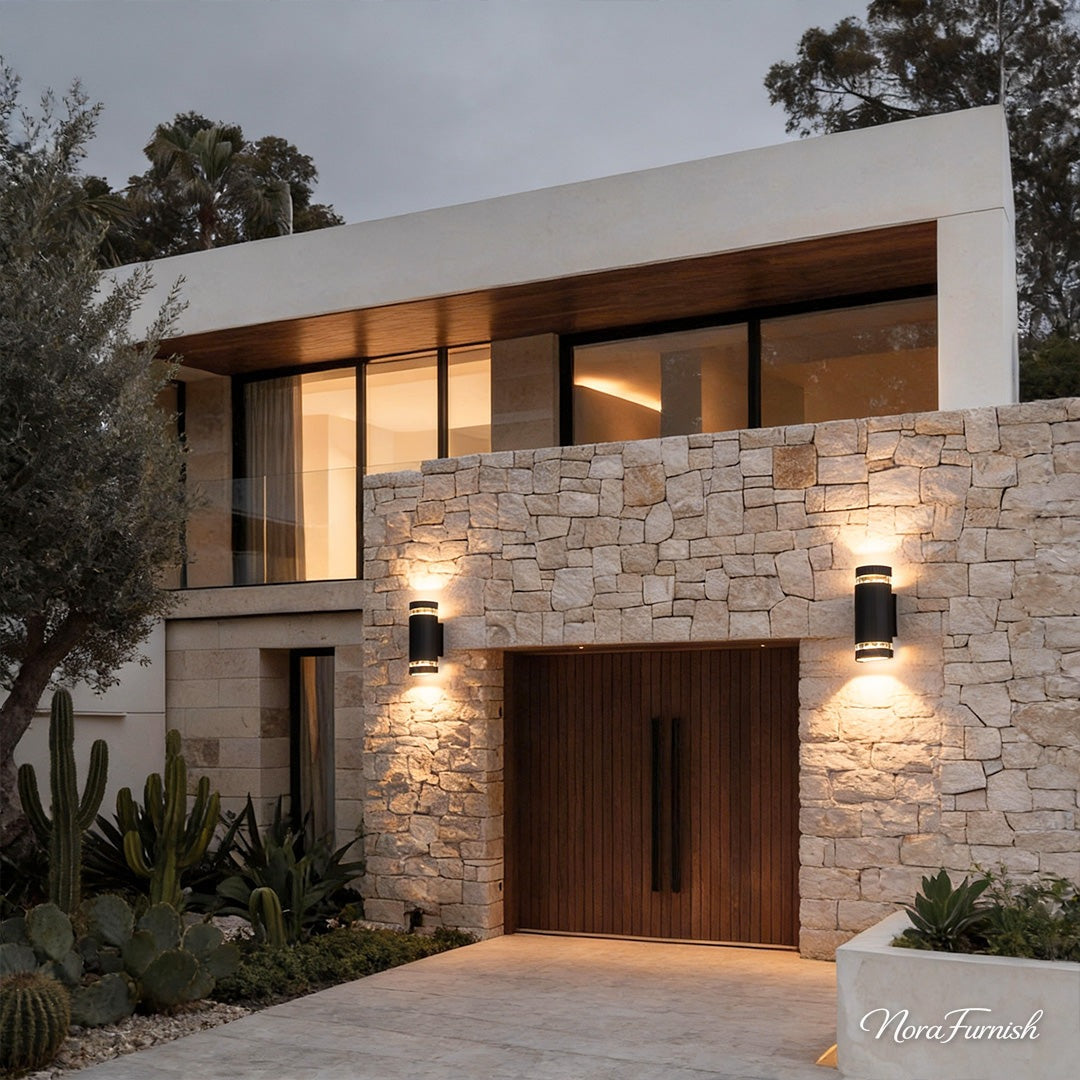 Compact Up and Down Wall Sconce, Black Aluminum Outdoor Light, view 11