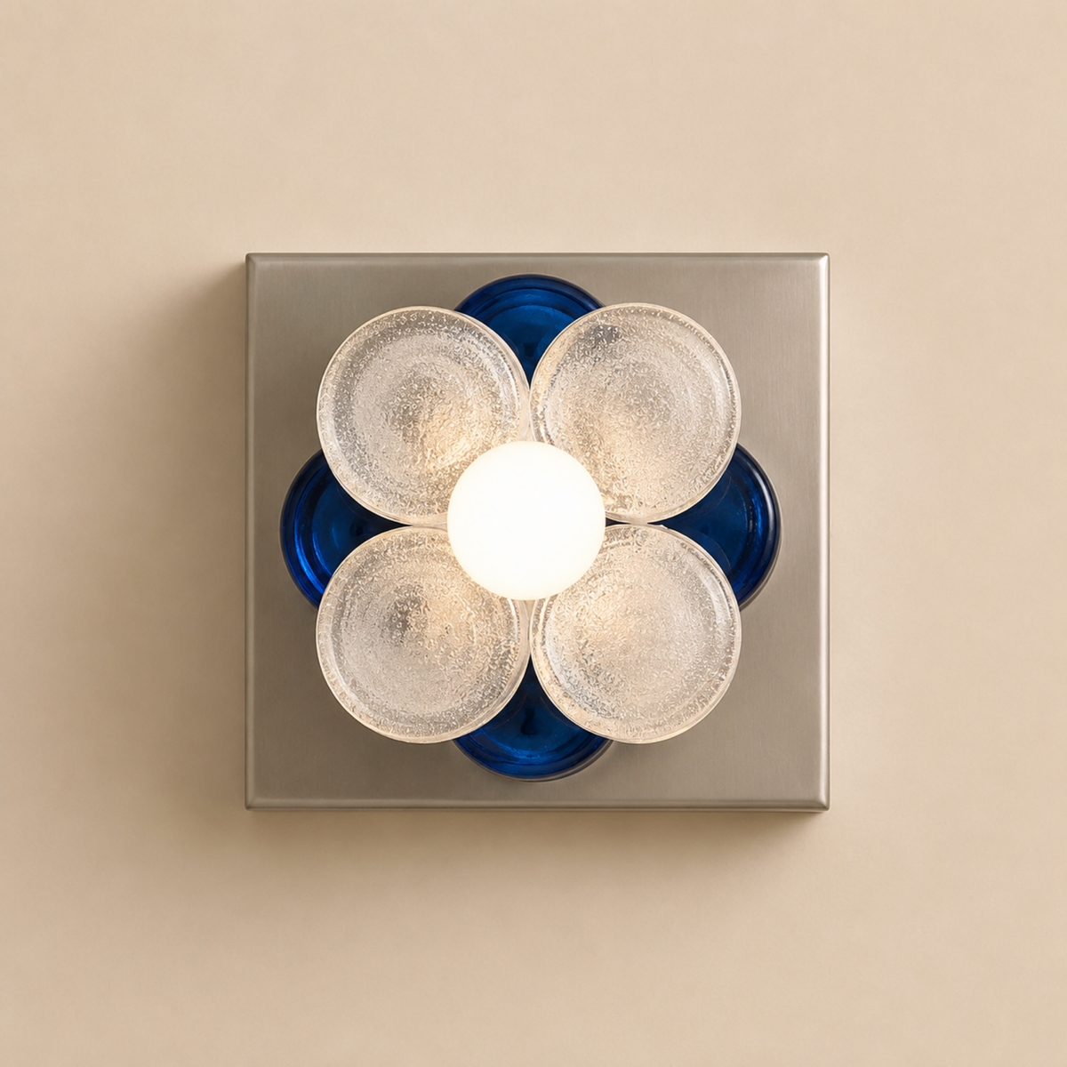 Bauhaus Glass Flower Wall Lamp, Textured Disc Sconce