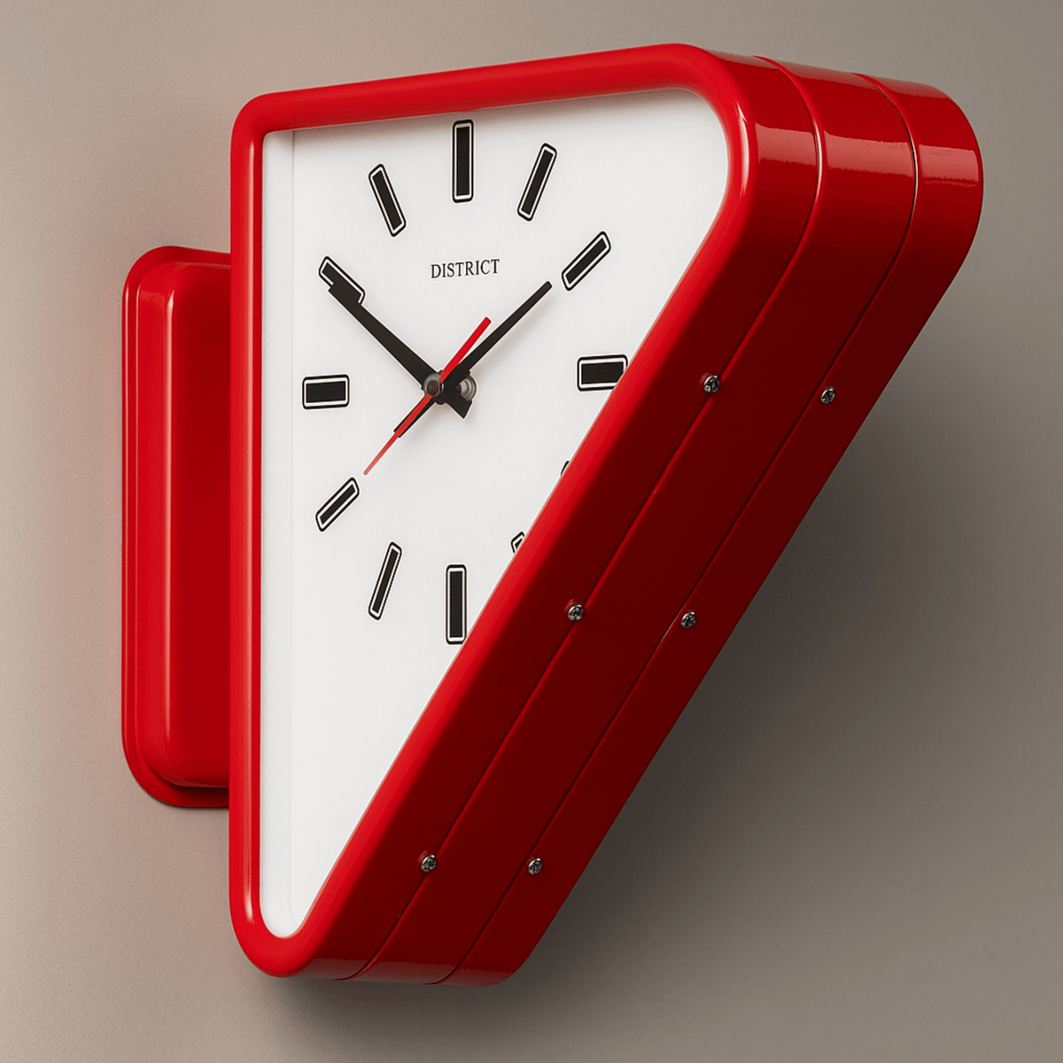 Double Sided Triangle Wall Clock, Metal Projecting Clock