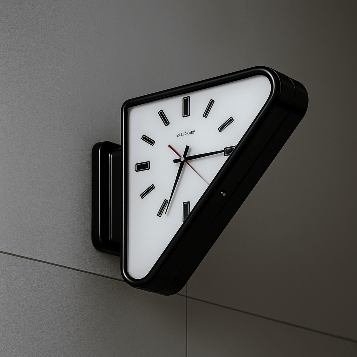 Double Sided Triangle Wall Clock, Metal Projecting Clock