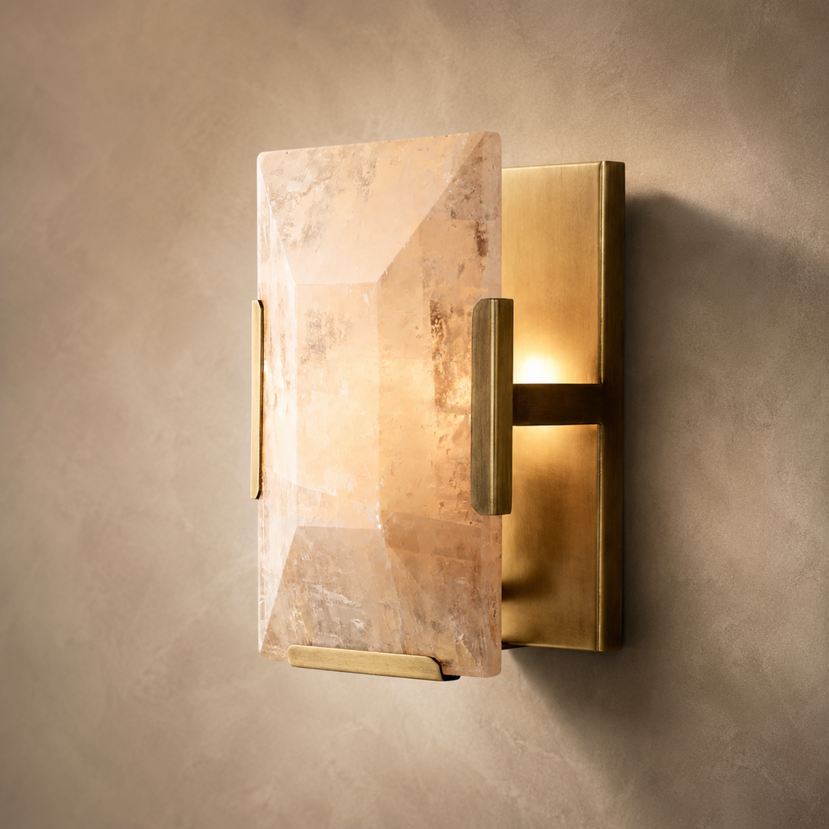 Marble Shade Solid Brass Wall Sconce, Gold or Black