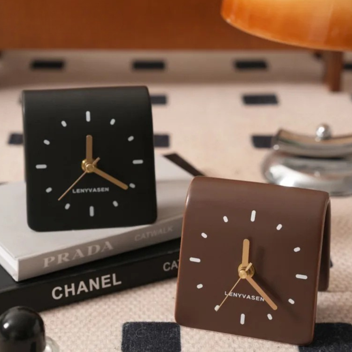 Ceramic Desk Clock, Silent Minimalist Square Table Clock