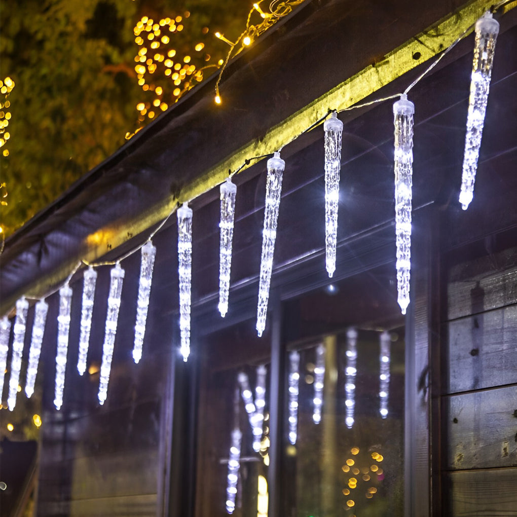 Solar Icicle String Lights, Waterproof Eave and Fence Set, view 2