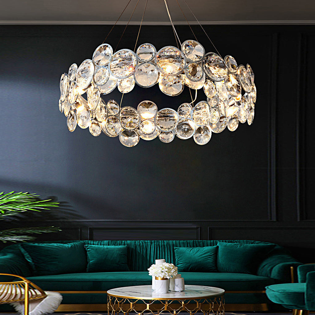 Crystal Bubble Ring Chandelier, Silver Stainless Steel Ceiling Light 5