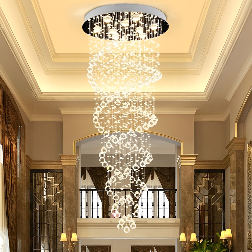 Double Spiral Crystal Staircase Chandelier, Stainless Steel Light 2