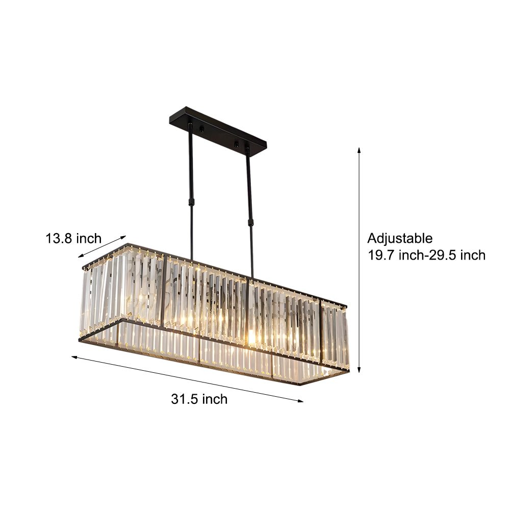 Prism Box Crystal Chandelier, Iron Rectangular Island Light 7