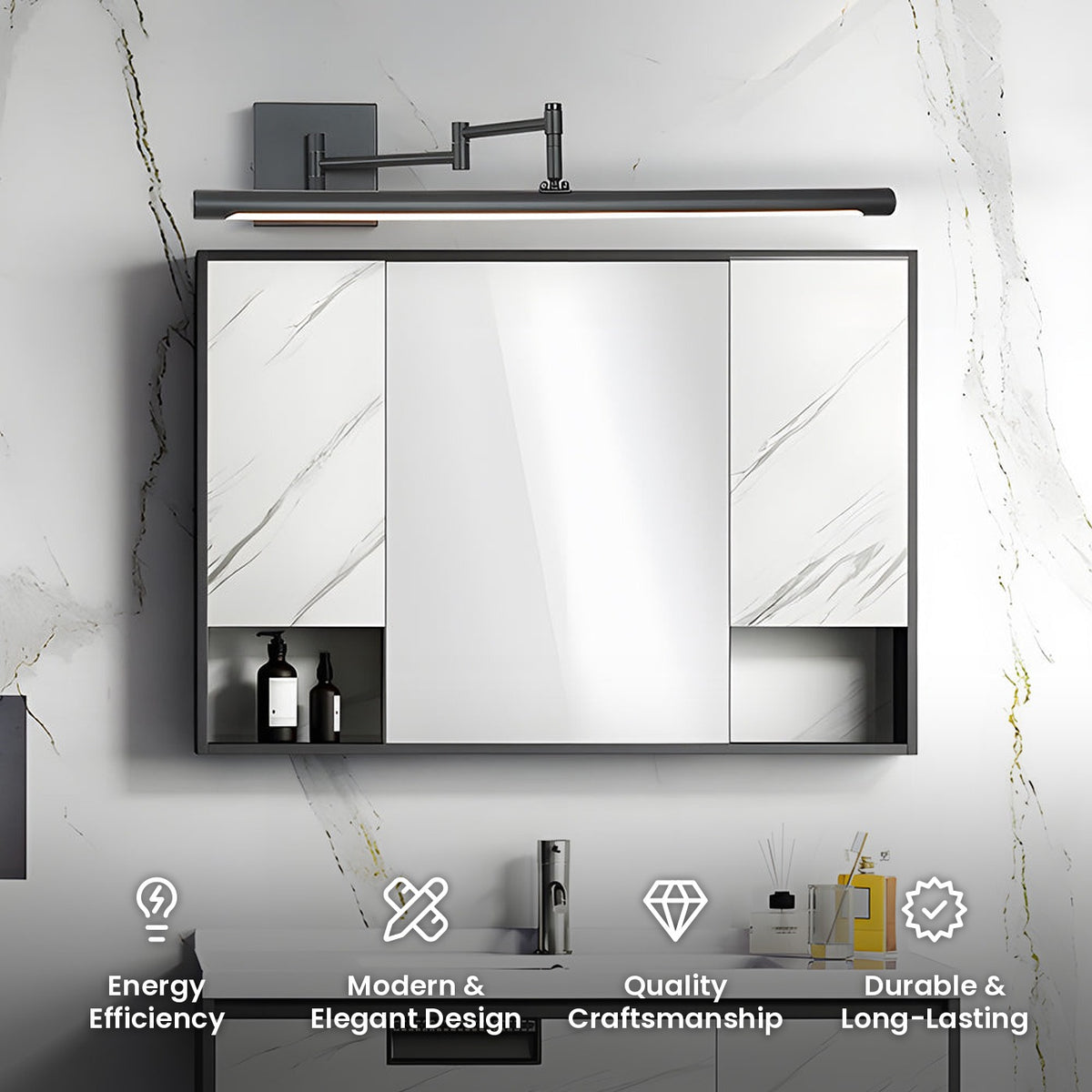 Swing Arm Vanity Light: energy efficiency, modern and elegant design, quality craftsmanship, durable and long-lasting