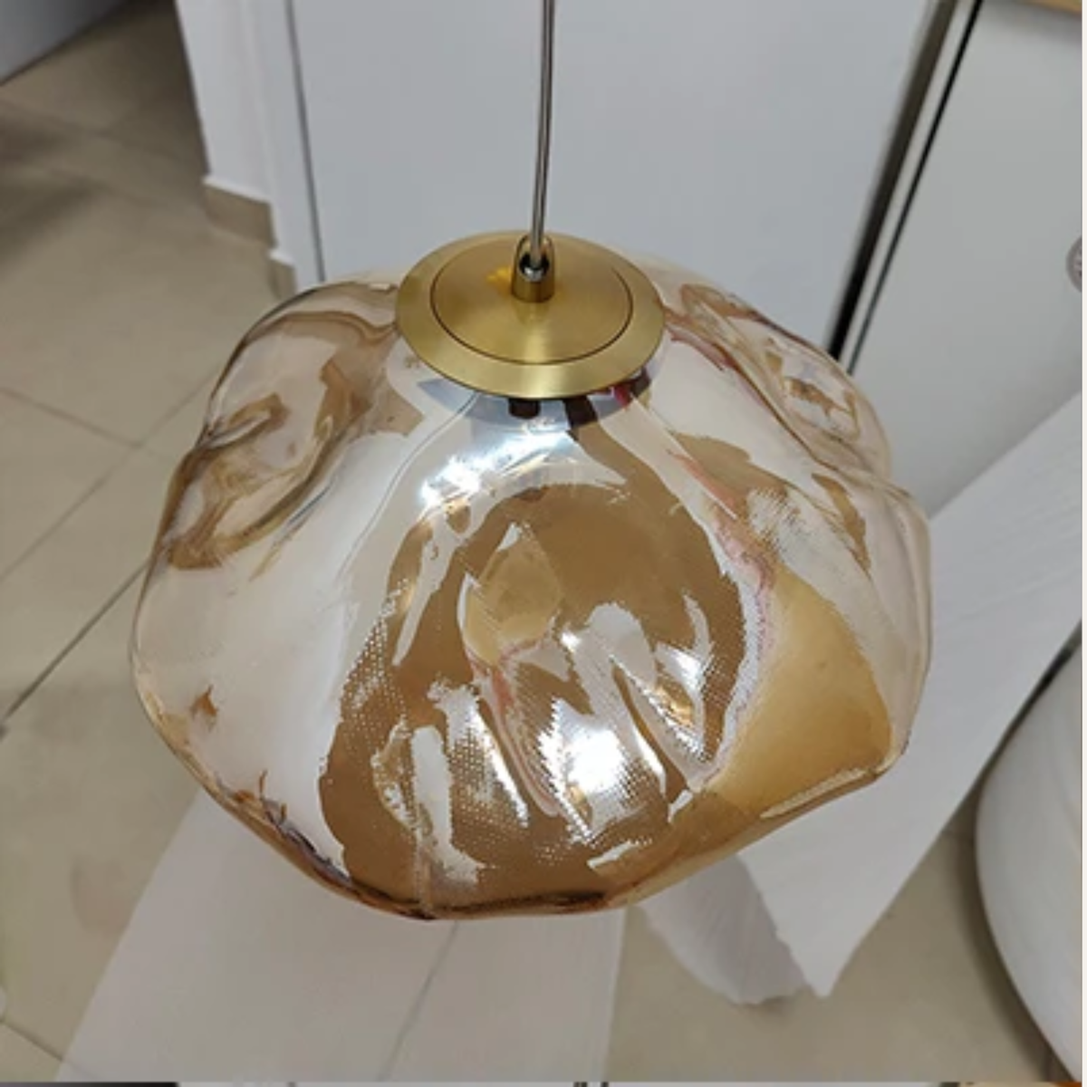 Cloud Shaped Glass Pendant Light, Smoky Gray, Clear or Amber