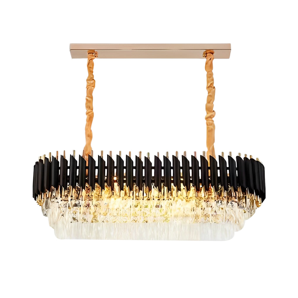Fluted Crown Crystal Chandelier, Tiered Iron Ceiling Light 9