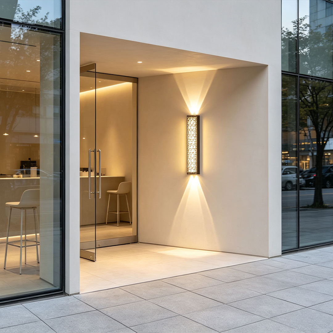 Pebble Cut Outdoor Sconce, Aluminum Up and Down Wall Light