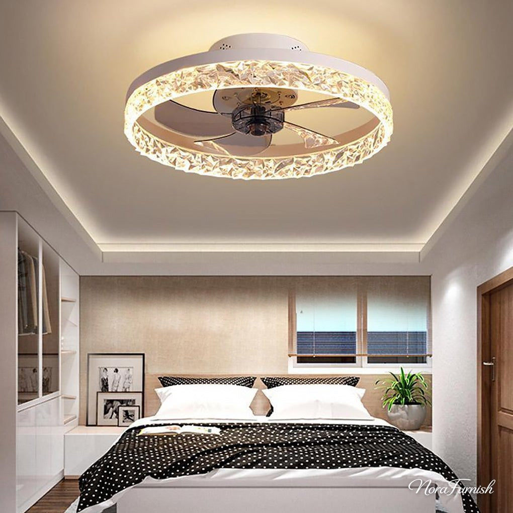 Five Blade Ceiling Fan, Round Iron Retro Light Fixture, view 6