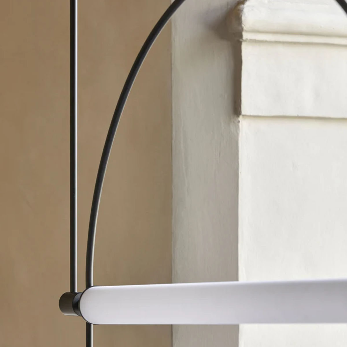 Black Loop Linear LED Pendant, Extra Long Sculptural Light