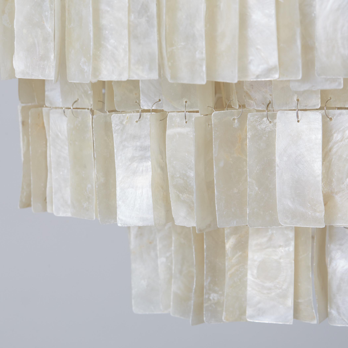 Natural Shell Tiered Chandelier, Coastal Round Pendant