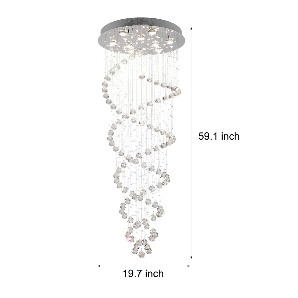 Double Spiral Crystal Staircase Chandelier, Stainless Steel Light 4