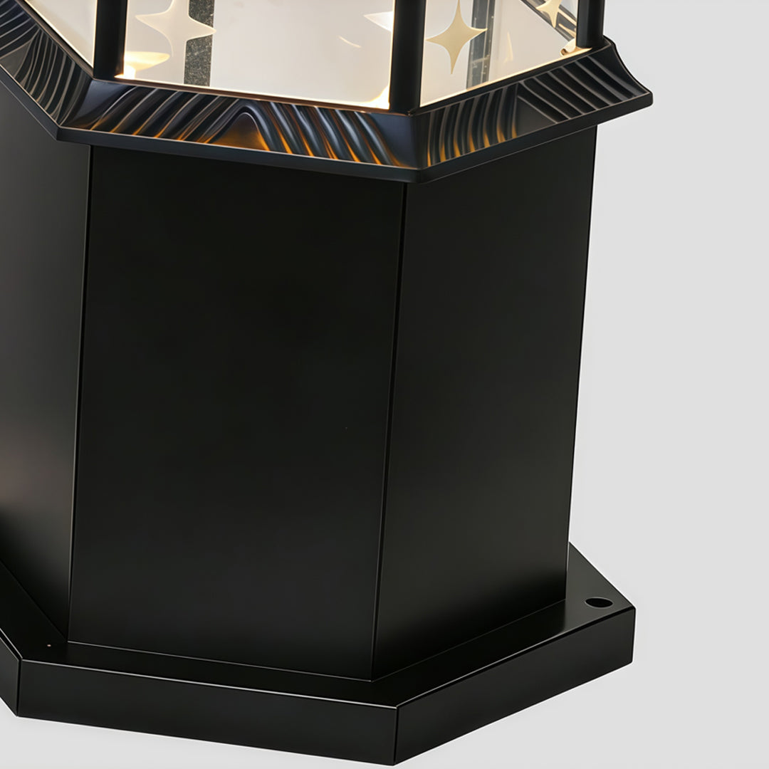 Column Solar Bollard Light, Black Aluminum Landscape Path Light