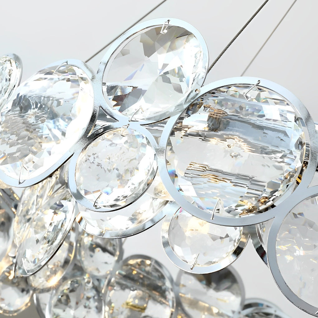 Crystal Bubble Ring Chandelier, Silver Stainless Steel Ceiling Light 6