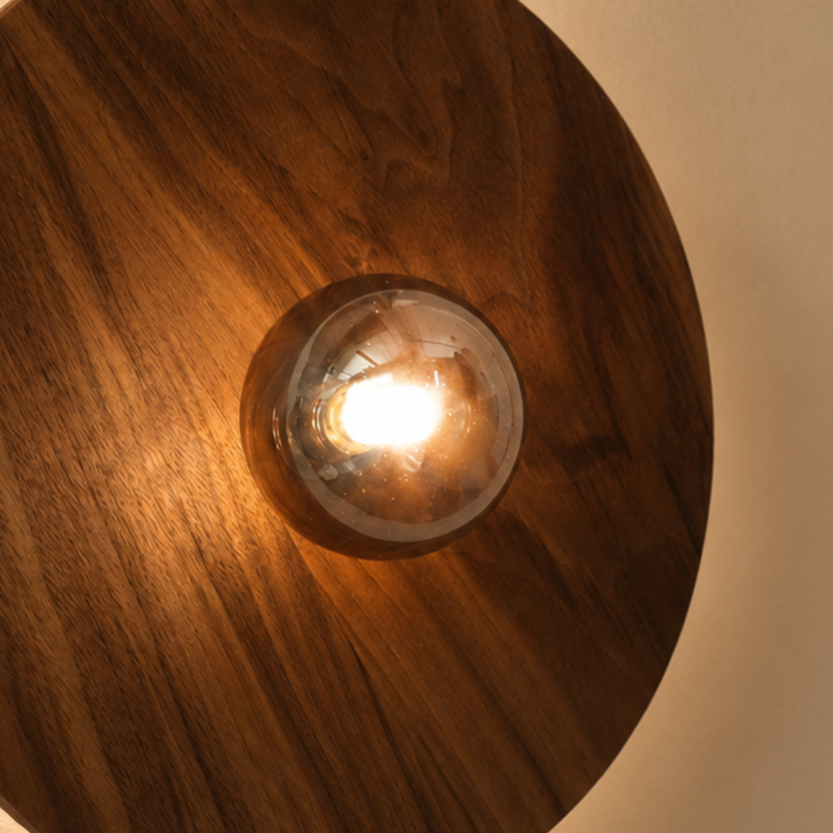 Solid Walnut Wood Wall Sconce with Glass Globe, Nordic