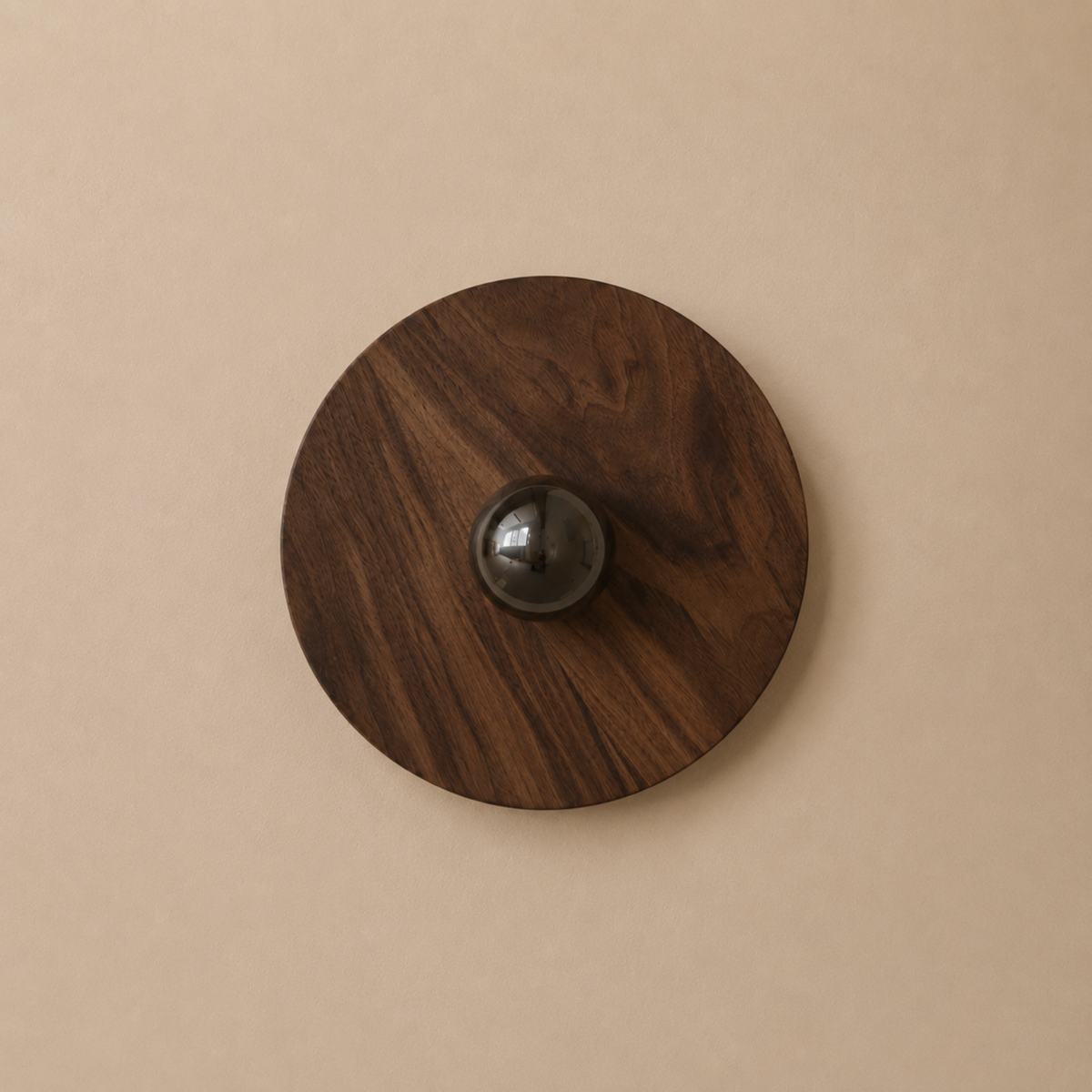 Solid Walnut Wood Wall Sconce with Glass Globe, Nordic