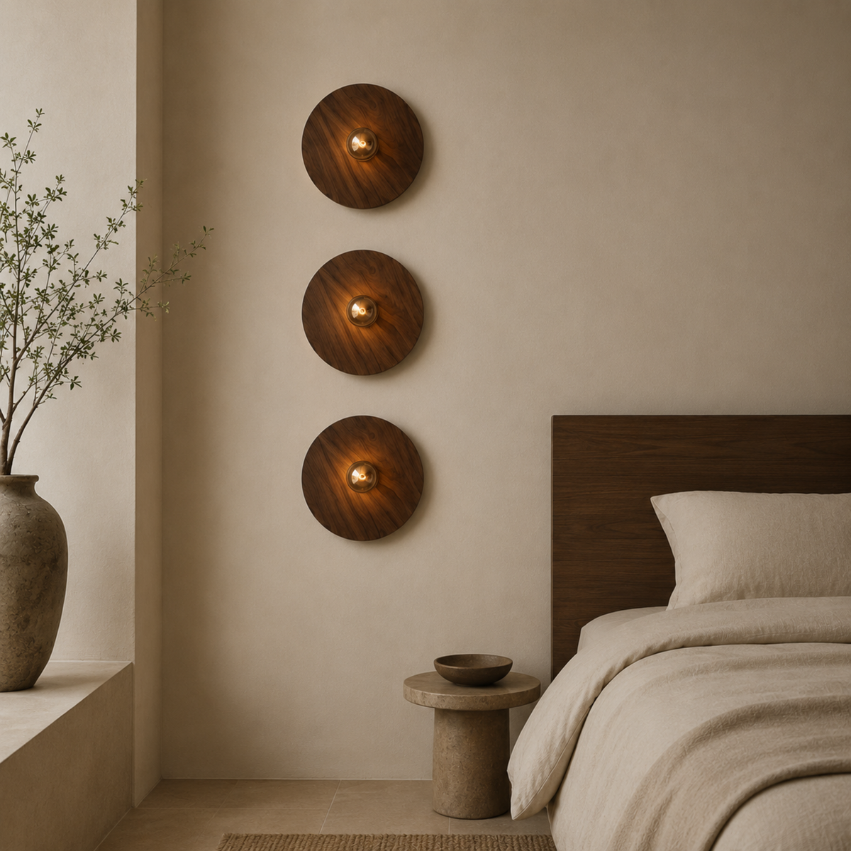 Solid Walnut Wood Wall Sconce with Glass Globe, Nordic