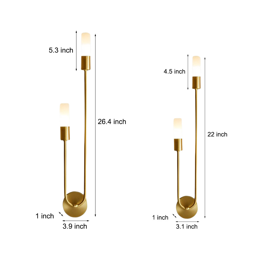 Loop Arm Double Wall Sconce, Gold and Black Metal Light