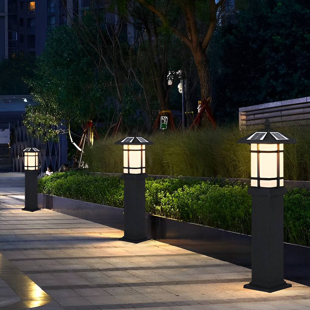 Pagoda Top Solar Bollard Light, Tiered Aluminum Garden Light, view 8