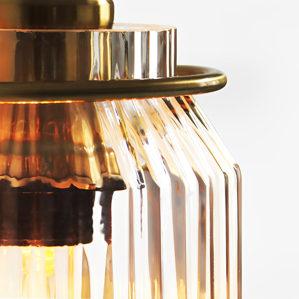 Ribbed Glass Jar Wall Sconce, Gold and Black Wall Light