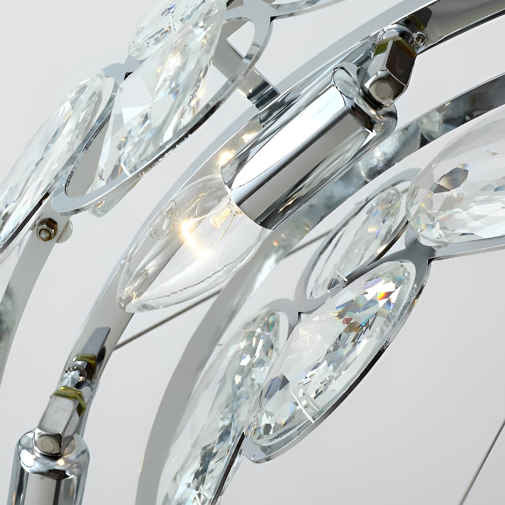 Crystal Bubble Ring Chandelier, Silver Stainless Steel Ceiling Light 7