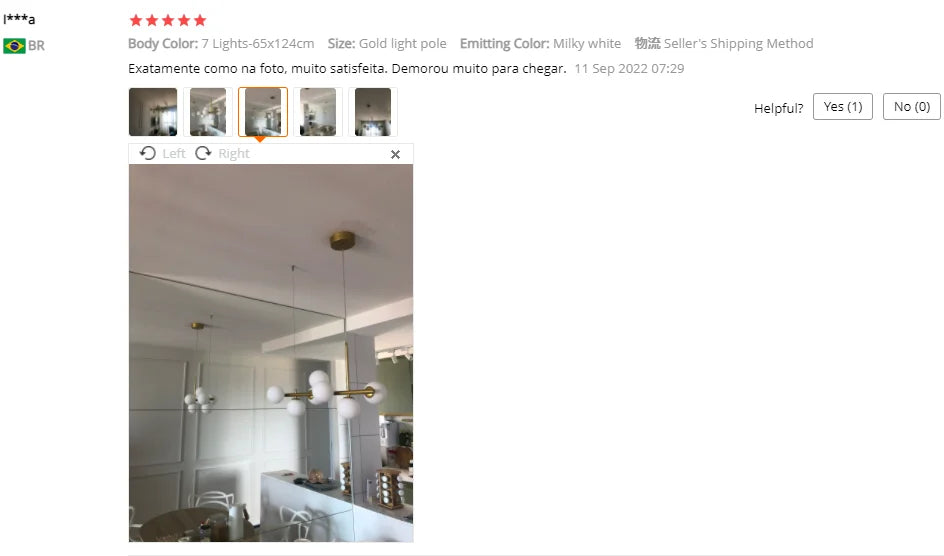 Gold Glass Ball Pendant Light
