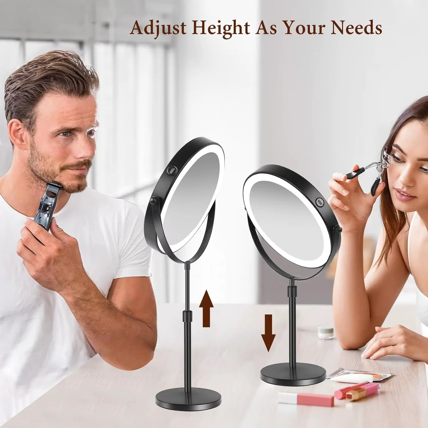 Lighted Makeup Mirror with 1X/10X Magnification, HD Tabletop