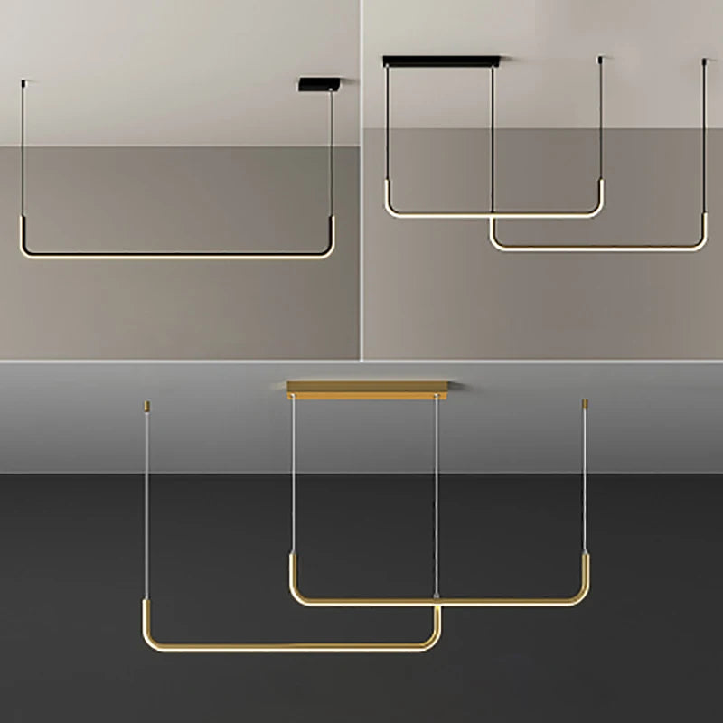 Gold Linear Strip Pendant Light